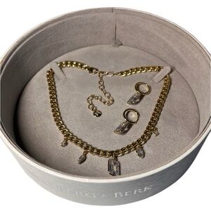 Hillberg & Berk Gold-tone Necklace with Crystal Accents & hoop earrings